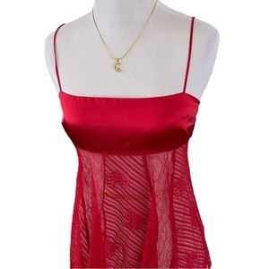 VICTORIA SECRET Camisole ~ Red Satin Lacy Cami Top + Panties Set~ S ~ NWT!